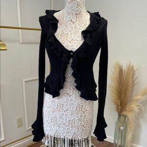 LPA Black Ruffled Cardigan